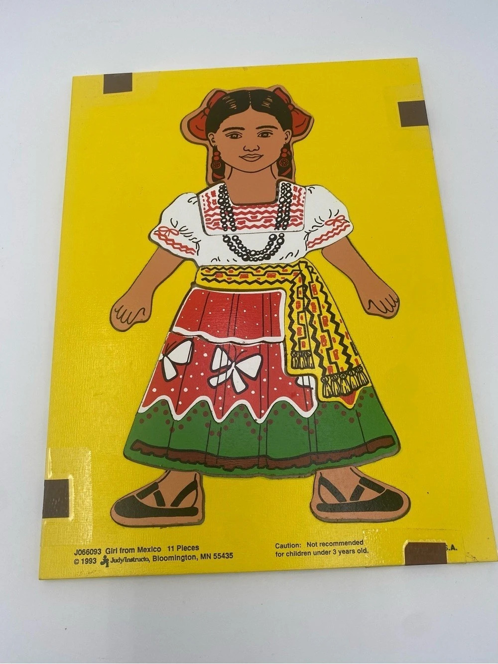 Vintage Judy/Instructo Girl from Mexico Wooden Tray Puzzle Multicolor